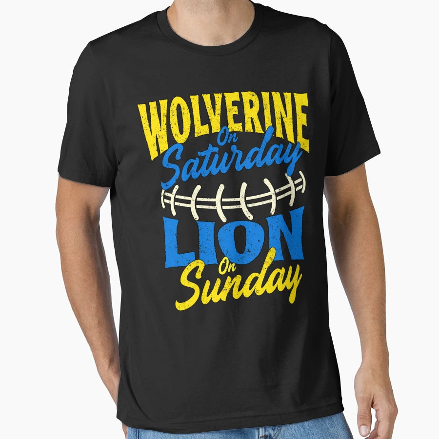 Wolverine Saturday Lion Sunday T-Shirt - Trendy Graphic for Adults - T-Shirt, Sweatshirt, Hoodie