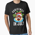 July American Football Santa Hat Summer T-Shirt - Novelty Apparel Unisex - T-Shirt, Sweatshirt, Hoodie