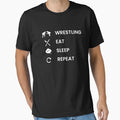 Wrestling Wrestling Eat Sleep Repeat T-Shirt - Unique Graphic for Adults - T-Shirt, Sweatshirt, Hoodie