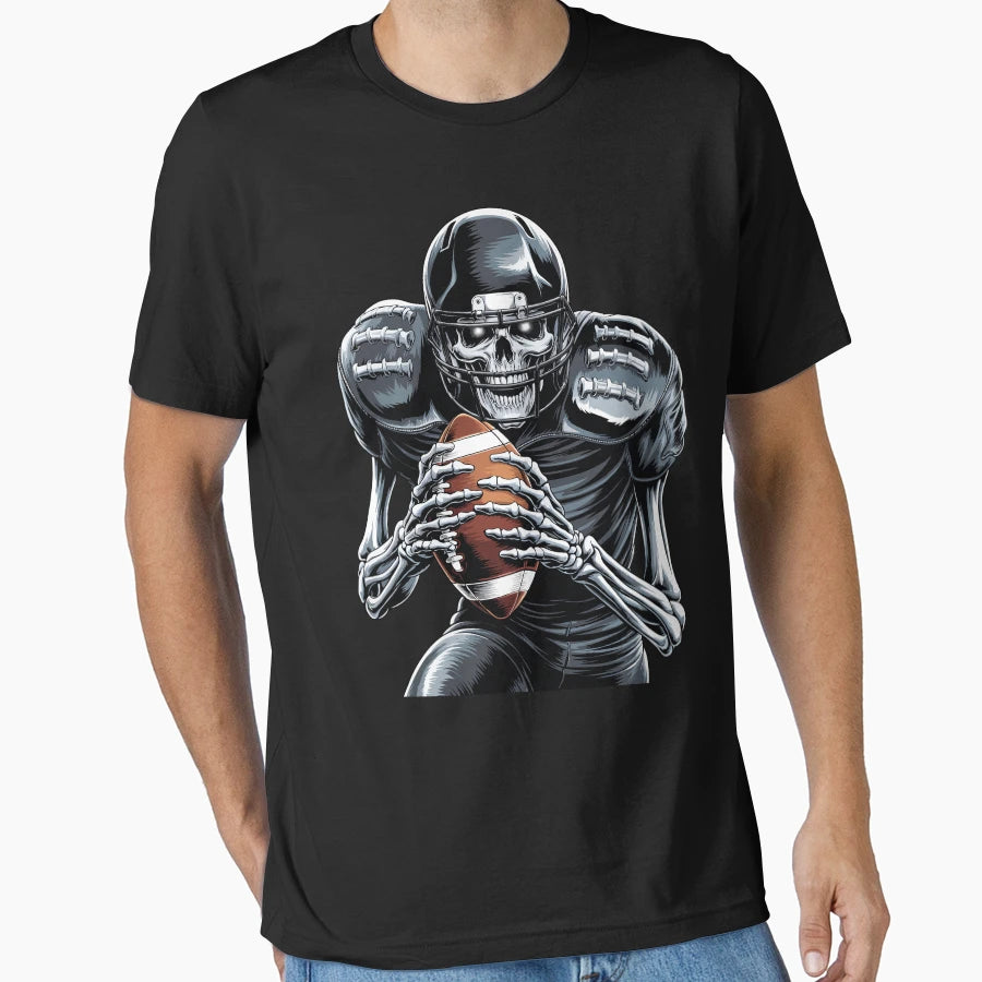 Skeleton Football Player Helmet T-Shirt - Trendy Graphic for Adults - T-Shirt, Sweatshirt, Hoodie