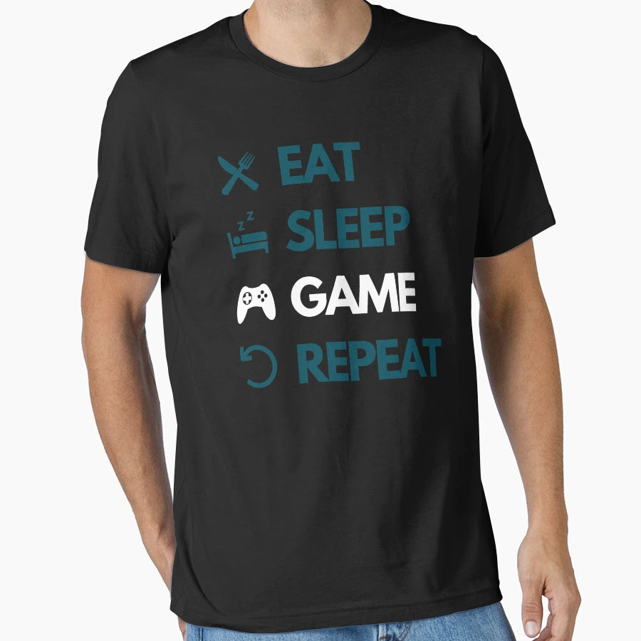 Eat Sleep Game Repeat And Funny T-Shirt - Novelty Apparel for Adults - T-Shirt, Sweatshirt, Hoodie