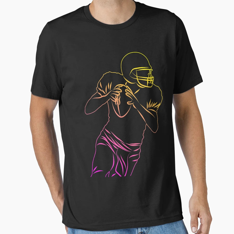 Yellow Magenta Football Player Hold T-Shirt - Streetwear Style for Adults - T-Shirt, Sweatshirt, Hoodie