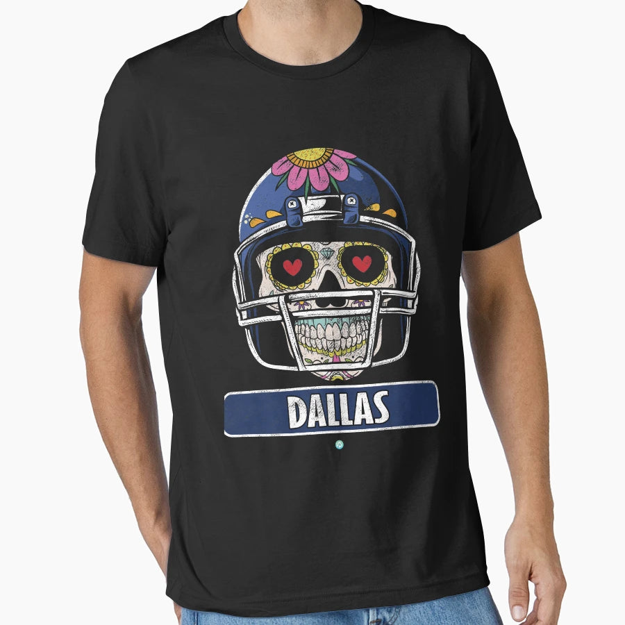 American Football Dallas Skull Football T-Shirt - Custom Art Print Unisex - T-Shirt, Sweatshirt, Hoodie