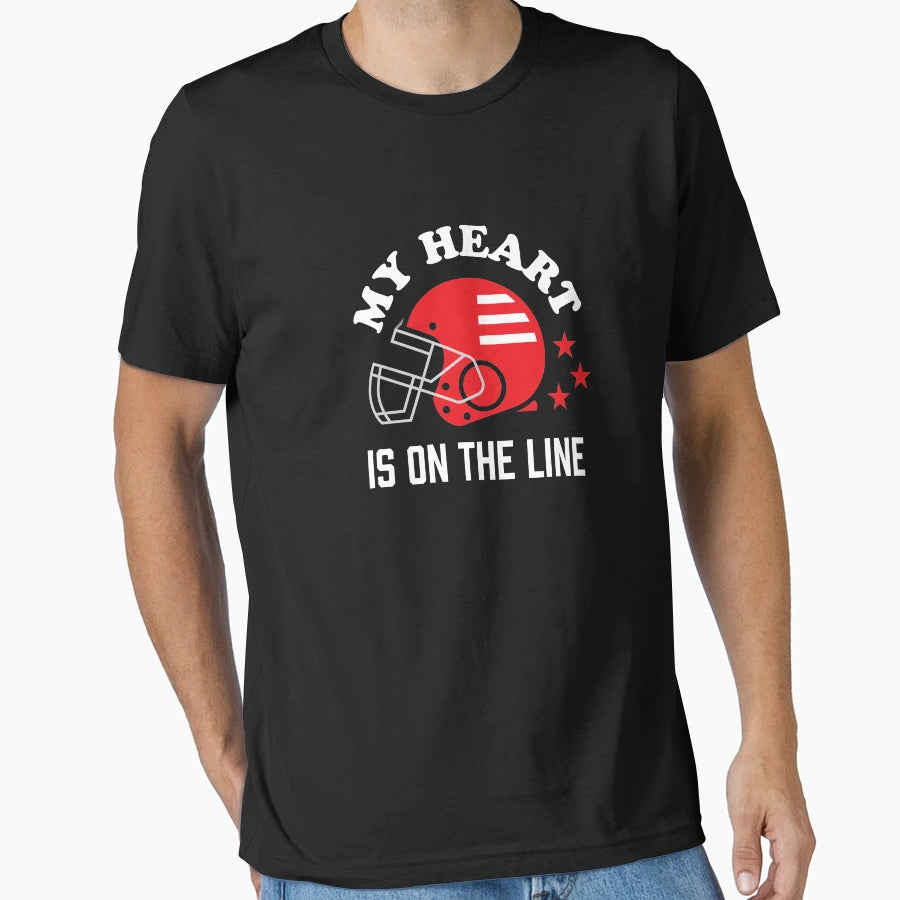 American Football My Heart Is Line T-Shirt - Casual Everyday Wear Unisex - T-Shirt, Sweatshirt, Hoodie