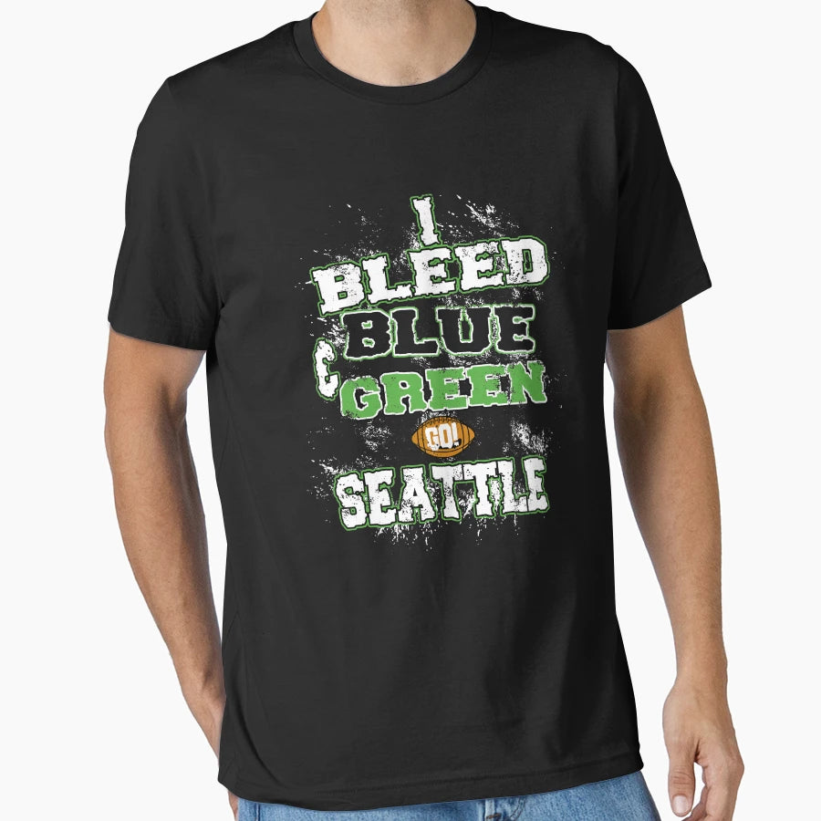 I Bleed Blue And Green Go Seattle T-Shirt - Aesthetic Graphic Unisex - T-Shirt, Sweatshirt, Hoodie
