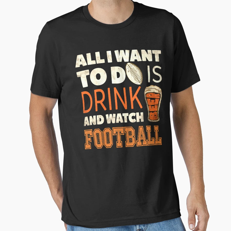 American Football Drink Beer T-Shirt - Aesthetic Graphic Unisex - T-Shirt, Sweatshirt, Hoodie