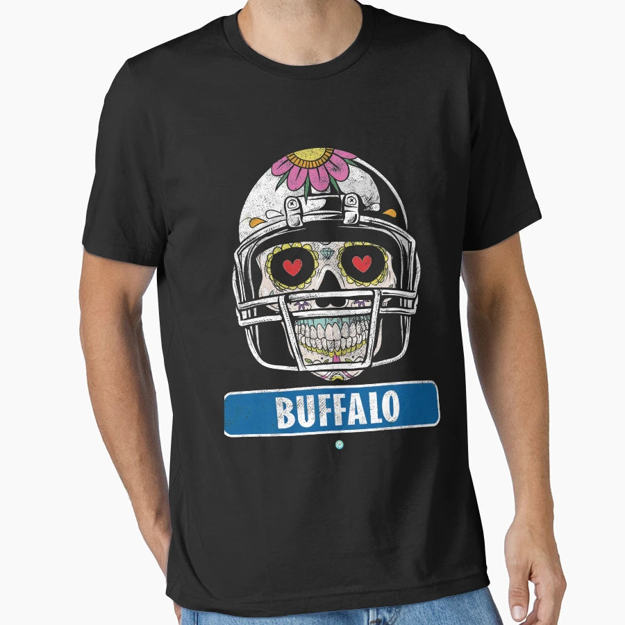 American Football Buffalo Skull T-Shirt - Novelty Apparel for Adults - T-Shirt, Sweatshirt, Hoodie