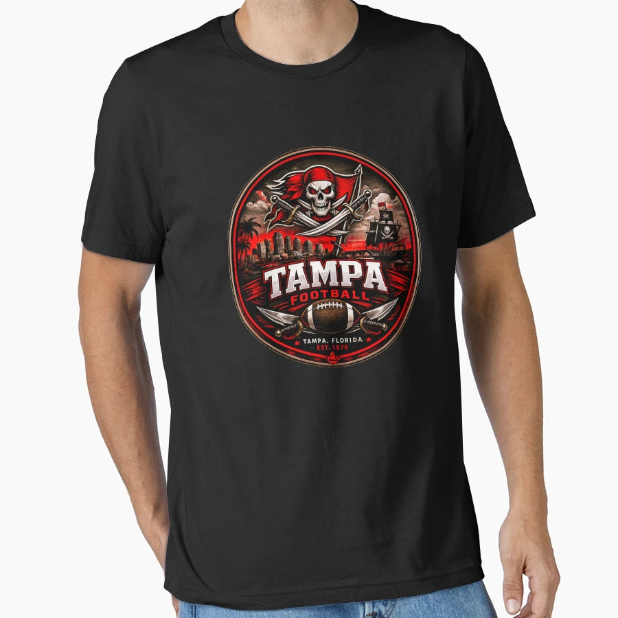Tampa Football Pirate Theme Sports Logo T-Shirt - Graphic Print for Adults - T-Shirt, Sweatshirt, Hoodie