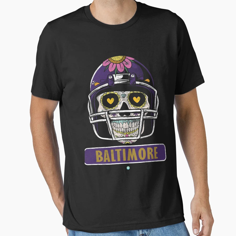 American Football Baltimore Skull T-Shirt - Novelty Apparel Men Women - T-Shirt, Sweatshirt, Hoodie