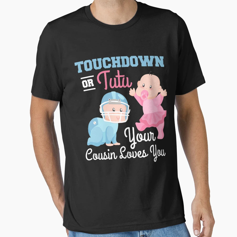Touchdown Or Tutu Gender Reveal T-Shirt - Custom Art Print Men Women - T-Shirt, Sweatshirt, Hoodie