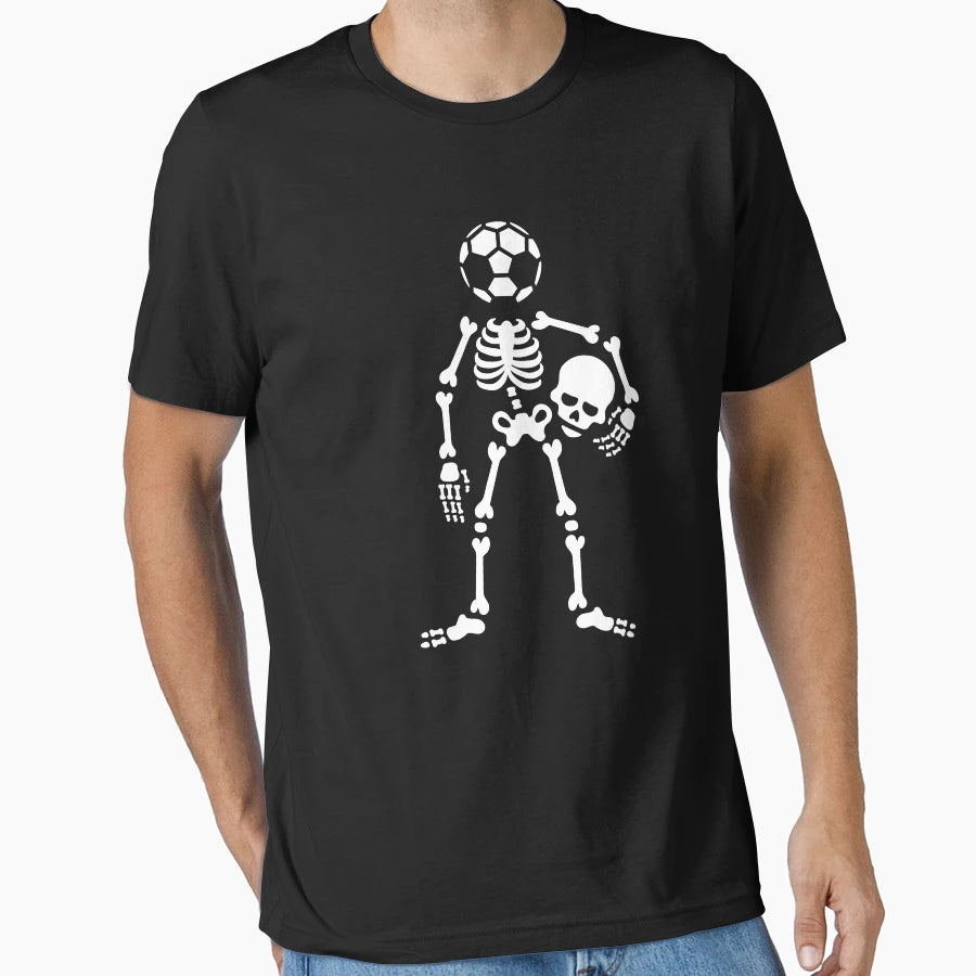 Skeleton Soccer Ball Head Holding T-Shirt - Aesthetic Graphic Men Women - T-Shirt, Sweatshirt, Hoodie
