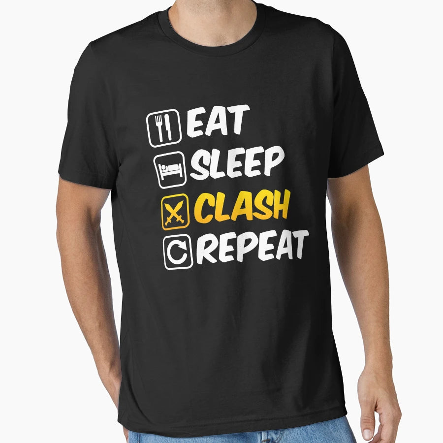Eat Sleep Clash Repeat Mobile Gaming T-Shirt - Casual Everyday Wear Unisex - T-Shirt, Sweatshirt, Hoodie