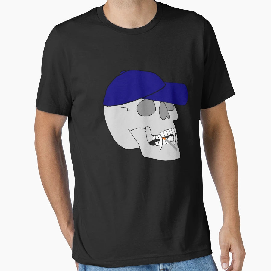Skull Cigarette And Cap T-Shirt - Casual Everyday Wear for Adults - T-Shirt, Sweatshirt, Hoodie