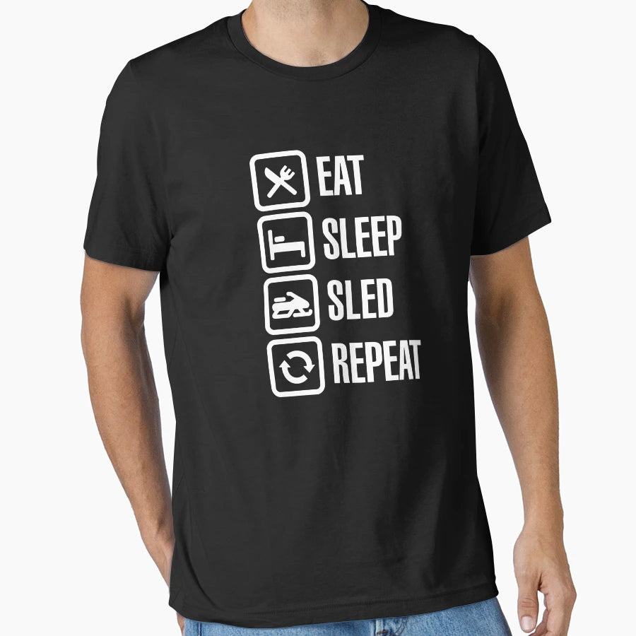 Eat Sleep Motor Sled Snowmobile Repeat T-Shirt - Graphic Print Men Women - T-Shirt, Sweatshirt, Hoodie