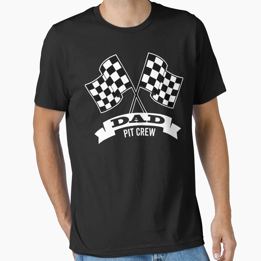Dad Pit Crew Race Car Parties Dark T-Shirt - Minimalist Print for Adults - T-Shirt, Sweatshirt, Hoodie
