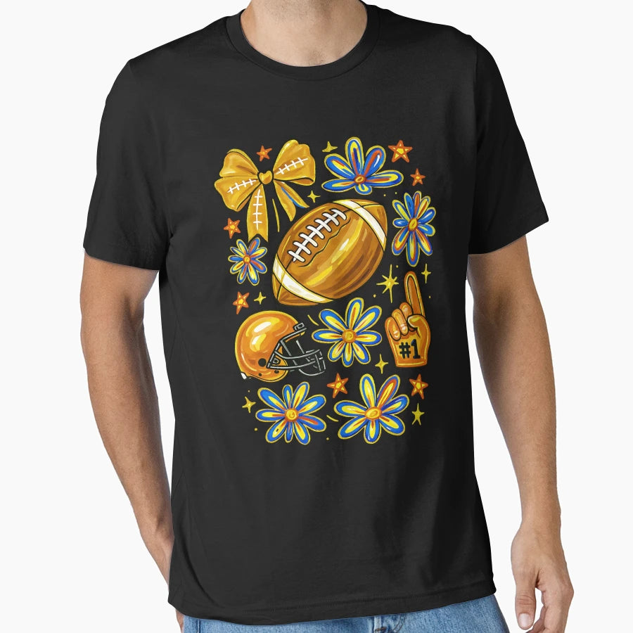 Football Coquette Bow Yallow Football T-Shirt - Unique Graphic Men Women - T-Shirt, Sweatshirt, Hoodie