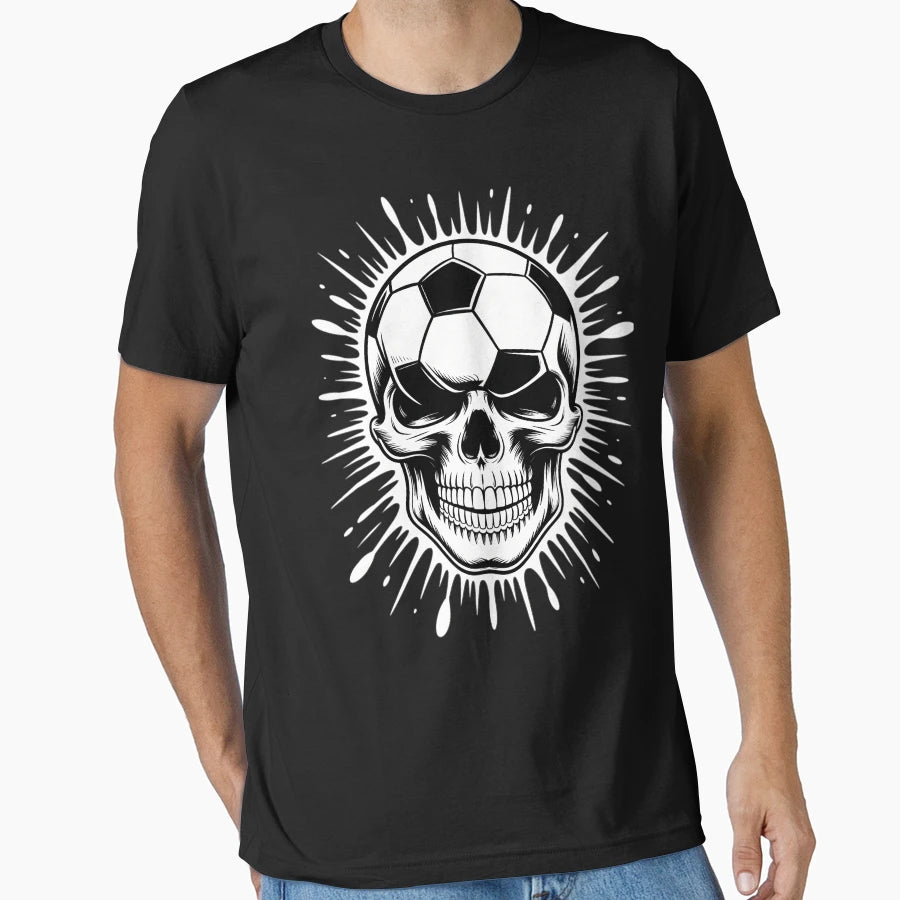 Halloween Soccer Ball Skull T-Shirt - Casual Everyday Wear for Adults - T-Shirt, Sweatshirt, Hoodie