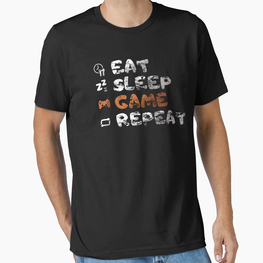 Eat Sleep Game Repeat 2 T-Shirt - Aesthetic Graphic Men Women - T-Shirt, Sweatshirt, Hoodie