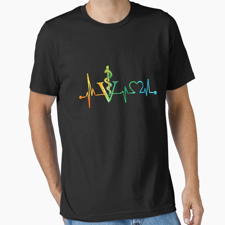 Veterinarian Heartbeat Watercolor T-Shirt - Aesthetic Graphic Men Women - T-Shirt, Sweatshirt, Hoodie