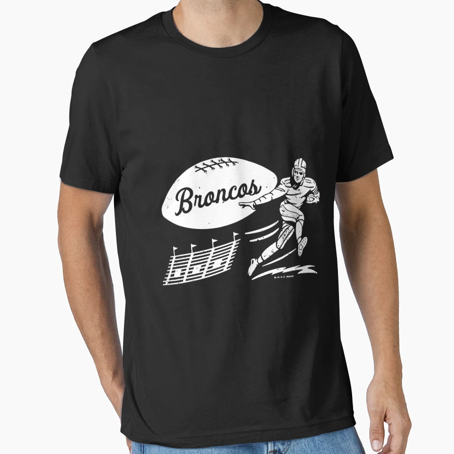 Football Denver Broncos White Broncos T-Shirt - Unique Graphic for Adults - T-Shirt, Sweatshirt, Hoodie