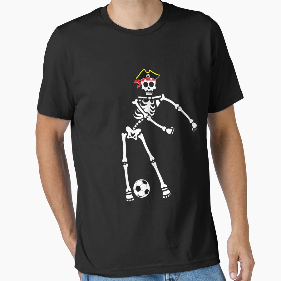 Pirate Skeleton Soccer Halloween T-Shirt - Novelty Apparel Men Women - T-Shirt, Sweatshirt, Hoodie