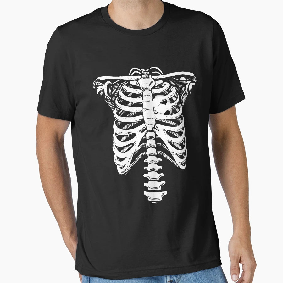 Soccer Heart Skeleton Rib Cage T-Shirt - Fun Novelty Design for Adults - T-Shirt, Sweatshirt, Hoodie