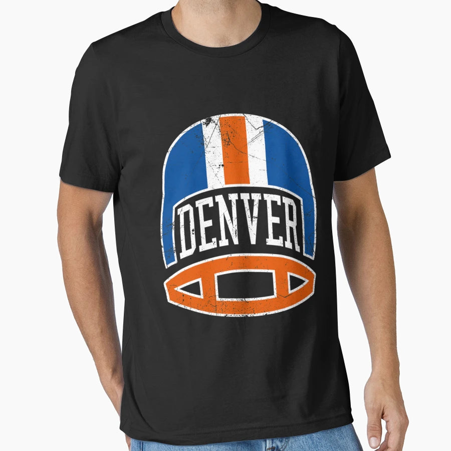 Denver Helmet Blue T-Shirt - Graphic Print for Adults - T-Shirt, Sweatshirt, Hoodie