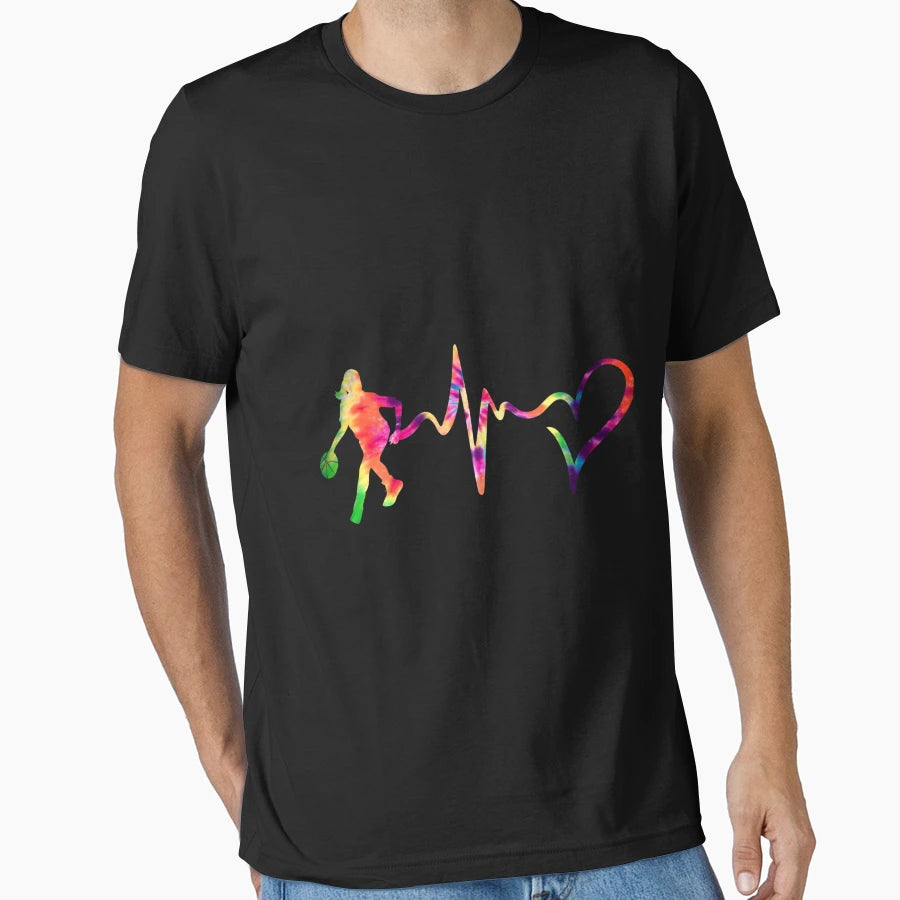 Basketball Heartbeat Tie Dye T-Shirt - Minimalist Print Unisex - T-Shirt, Sweatshirt, Hoodie