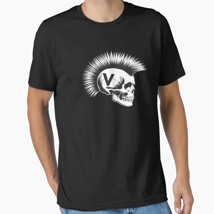 Punk Rock Skull Mohawk Rock Fan Music T-Shirt - Minimalist Print Unisex - T-Shirt, Sweatshirt, Hoodie