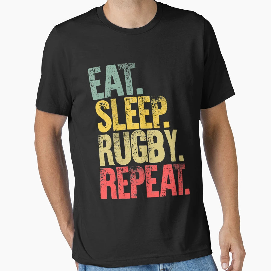 Eat Sleep Repeat Gift Eat Sleep Rugby T-Shirt - Novelty Apparel Men Women - T-Shirt, Sweatshirt, Hoodie