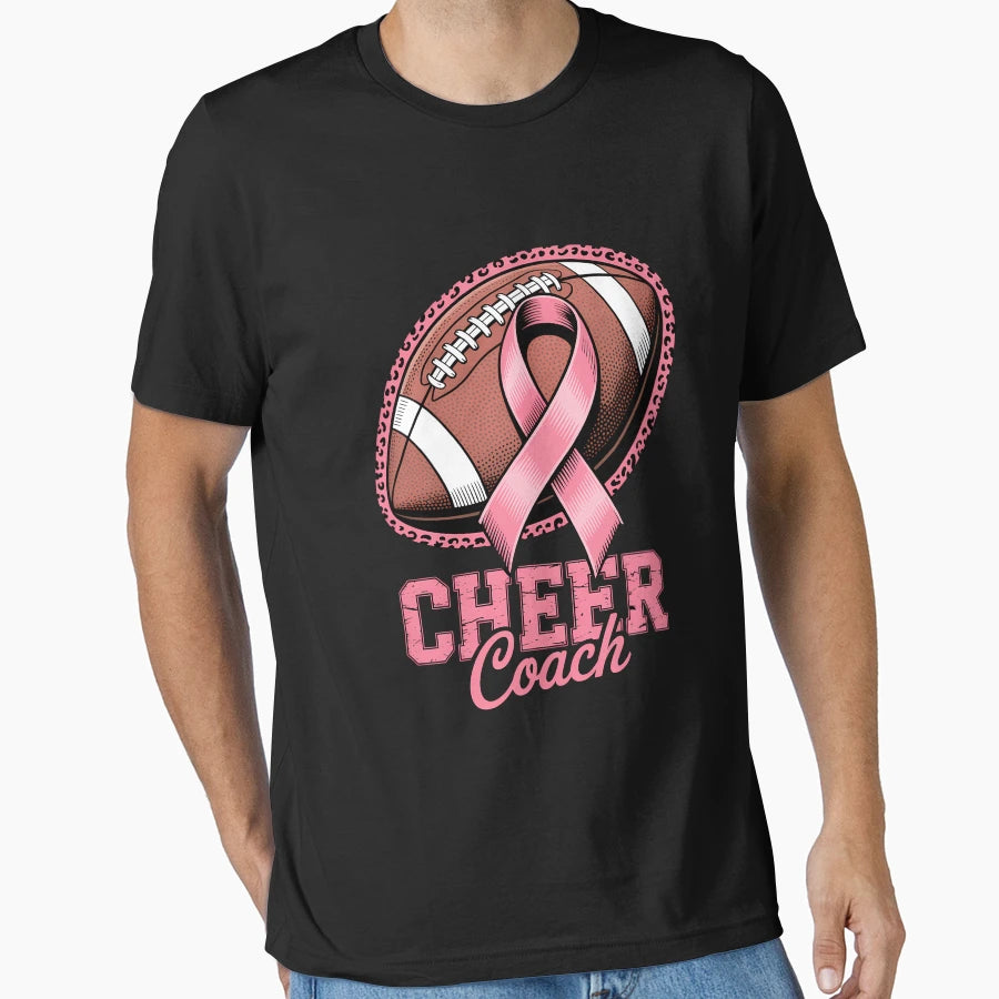 Football Cheer Coach Ribbon Breast T-Shirt - Streetwear Style Unisex - T-Shirt, Sweatshirt, Hoodie
