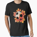 Soccer Ball Fall Leaves Thanksgiving T-Shirt - Fun Novelty Design Unisex - T-Shirt, Sweatshirt, Hoodie