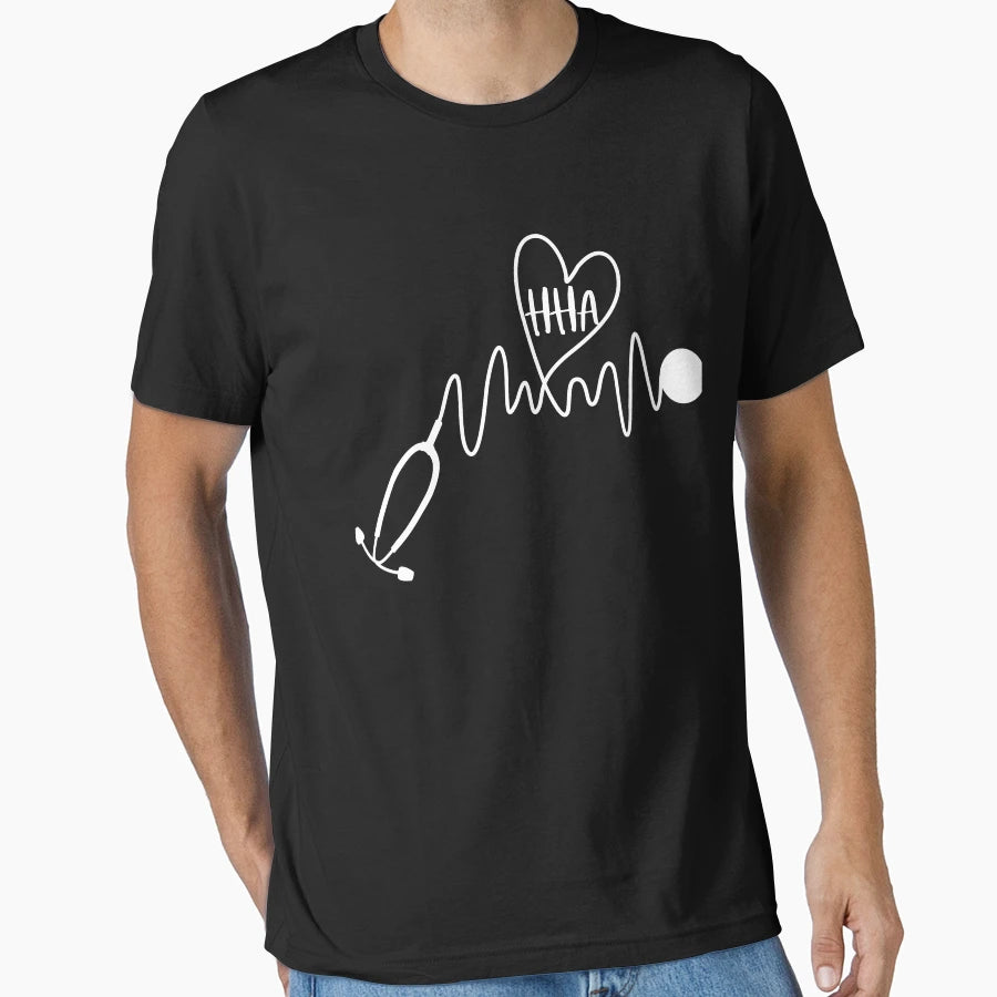 Hha Home Health Aide Ekg Stethoscope T-Shirt - Casual Everyday Wear Unisex - T-Shirt, Sweatshirt, Hoodie