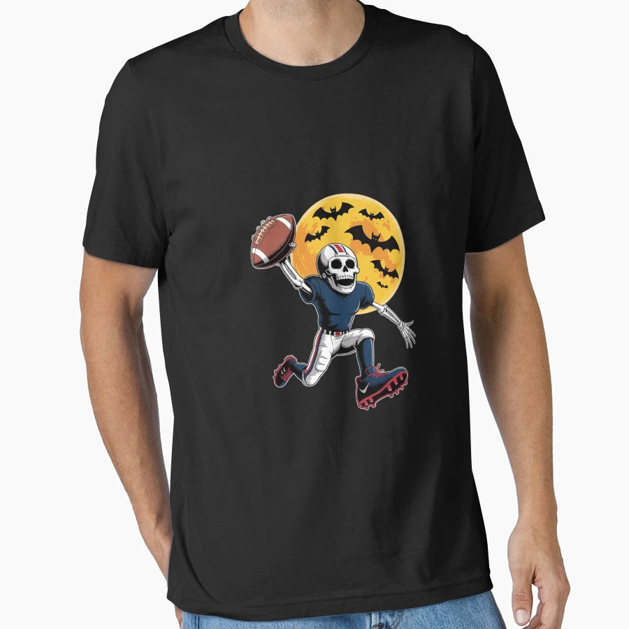 American Football Fan Skeleton T-Shirt - Trendy Graphic for Adults - T-Shirt, Sweatshirt, Hoodie