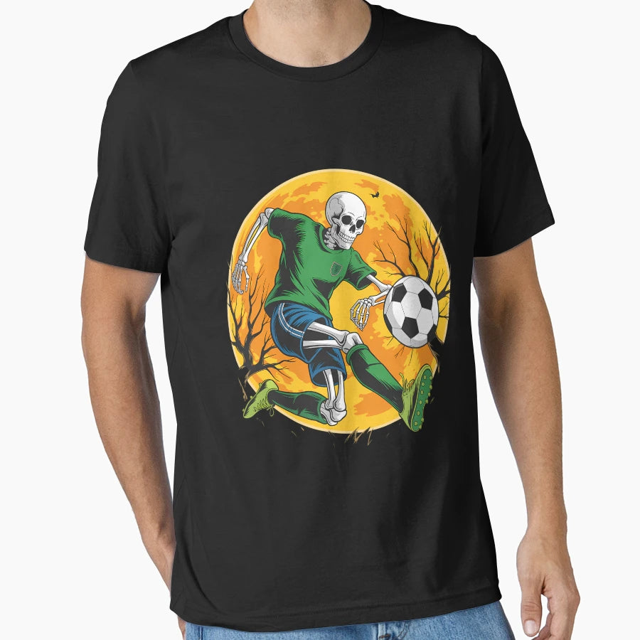 Soccer Skeleton Halloween Football Spooky T-Shirt - Novelty Apparel Unisex - T-Shirt, Sweatshirt, Hoodie