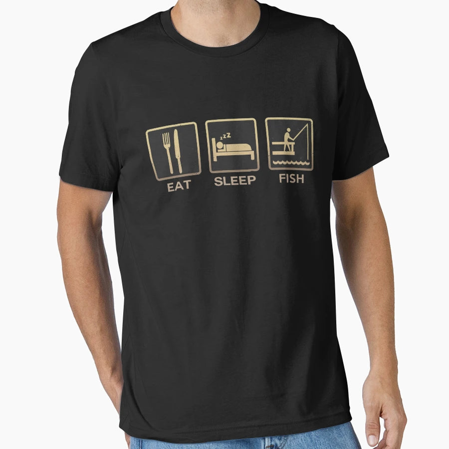 Eat Sleep Fish T-Shirt - Unique Graphic for Adults - T-Shirt, Sweatshirt, Hoodie