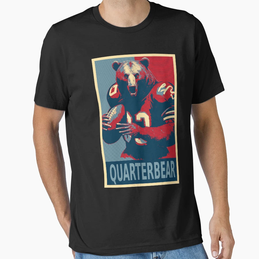 Quarterbear Bear Quarterback American T-Shirt - Custom Art Print Men Women - T-Shirt, Sweatshirt, Hoodie