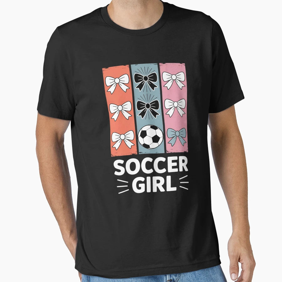 Soccer Coquette Bow Soccer Soccer T-Shirt - Graphic Print Men Women - T-Shirt, Sweatshirt, Hoodie