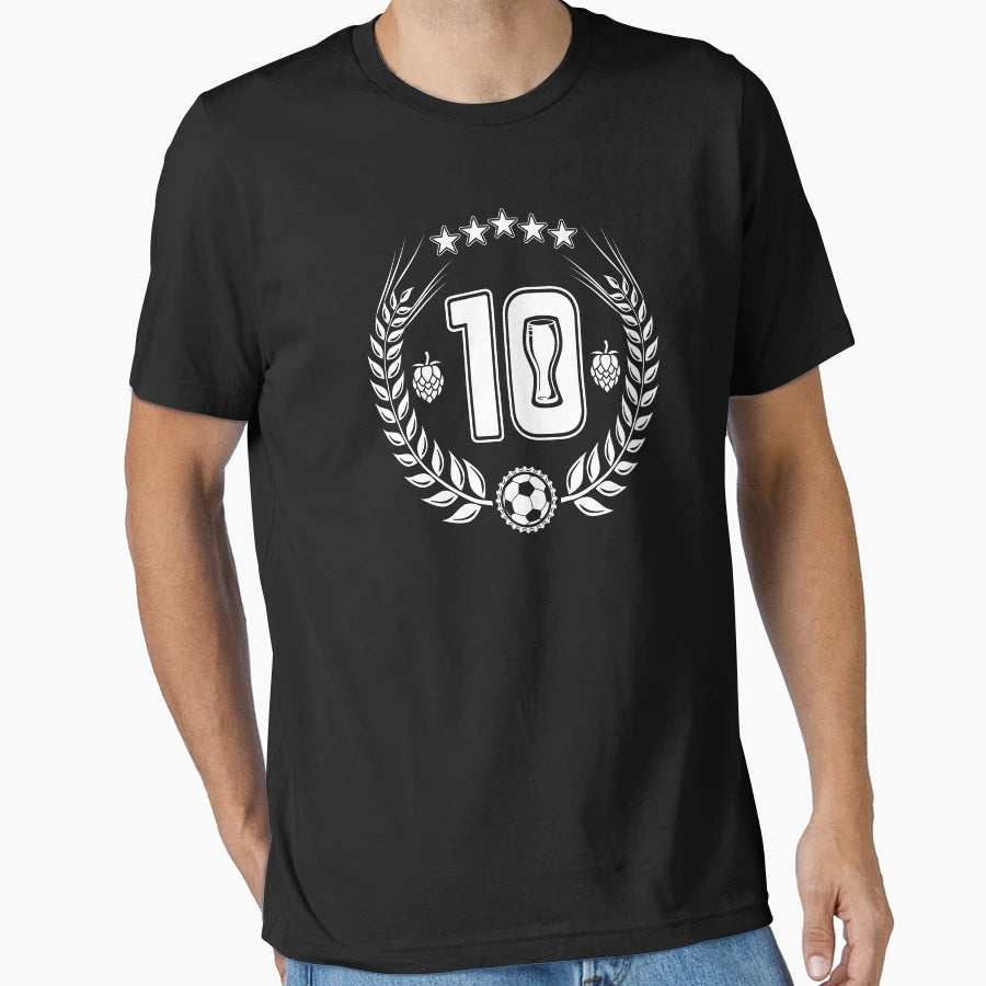 Soccer Jersey No 10 Beer Glass White T-Shirt - Aesthetic Graphic Unisex - T-Shirt, Sweatshirt, Hoodie