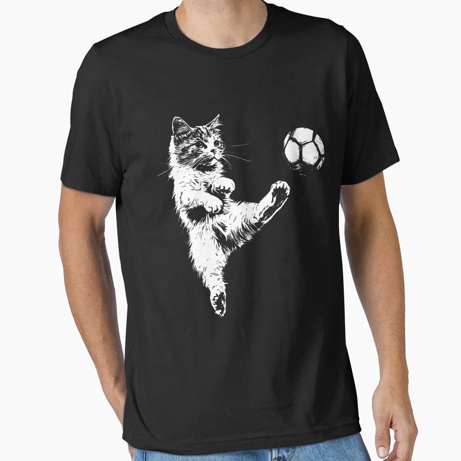 Funny Cat Soccer Ball T-Shirt - Casual Everyday Wear for Adults - T-Shirt, Sweatshirt, Hoodie