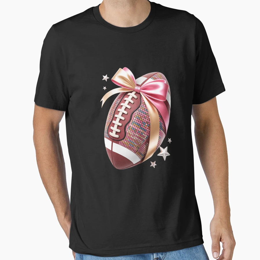 Coquette Bow Football Player American T-Shirt - Unique Graphic Unisex - T-Shirt, Sweatshirt, Hoodie