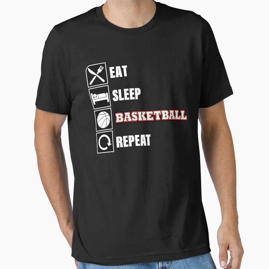 Eat Sleep Basketball Repeat Basketball T-Shirt - Unique Graphic Unisex - T-Shirt, Sweatshirt, Hoodie