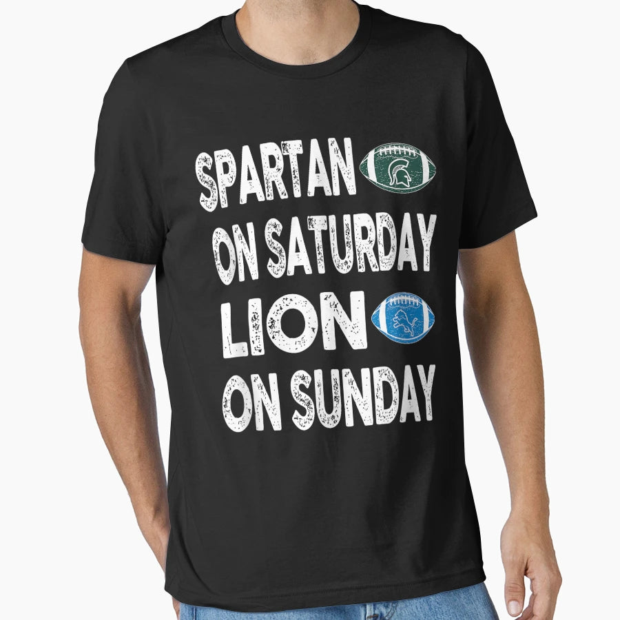 Spartan Saturday Lion Sunday Funny T-Shirt - Custom Art Print Men Women - T-Shirt, Sweatshirt, Hoodie