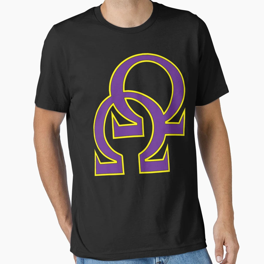 Que Double Omega Purple Gold Psi Phi T-Shirt - Casual Everyday Wear Unisex - T-Shirt, Sweatshirt, Hoodie