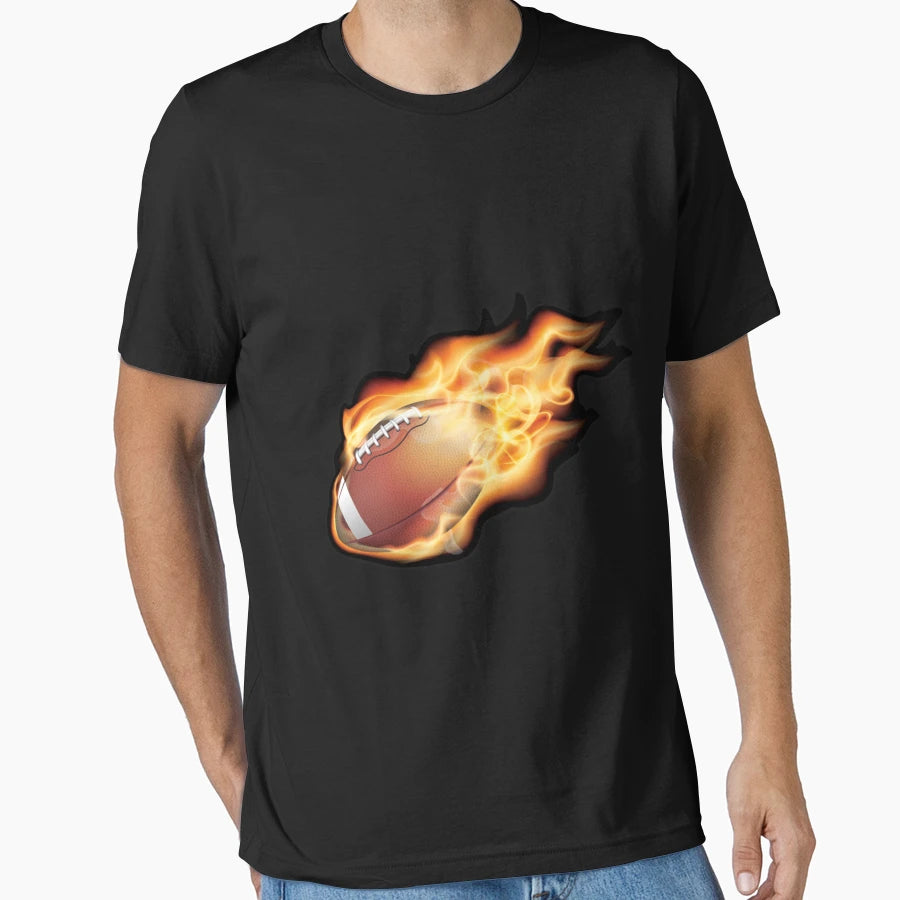 American Football Flaming Football T-Shirt - Casual Everyday Wear Men Women - T-Shirt, Sweatshirt, Hoodie