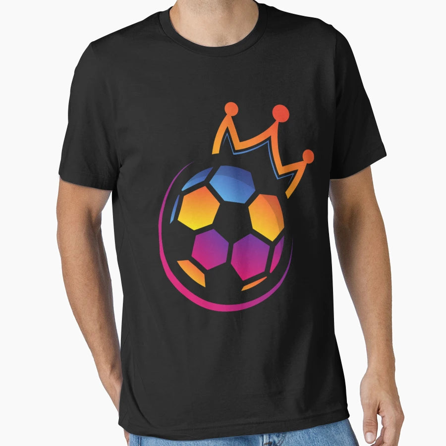 Football Colourful Crown Ball T-Shirt - Casual Everyday Wear Unisex - T-Shirt, Sweatshirt, Hoodie