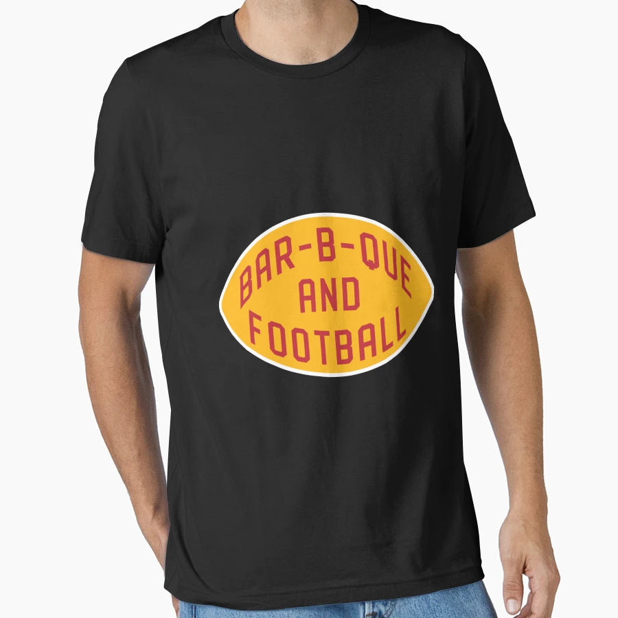 Bbq And Football Red And Gold T-Shirt - Graphic Print Men Women - T-Shirt, Sweatshirt, Hoodie