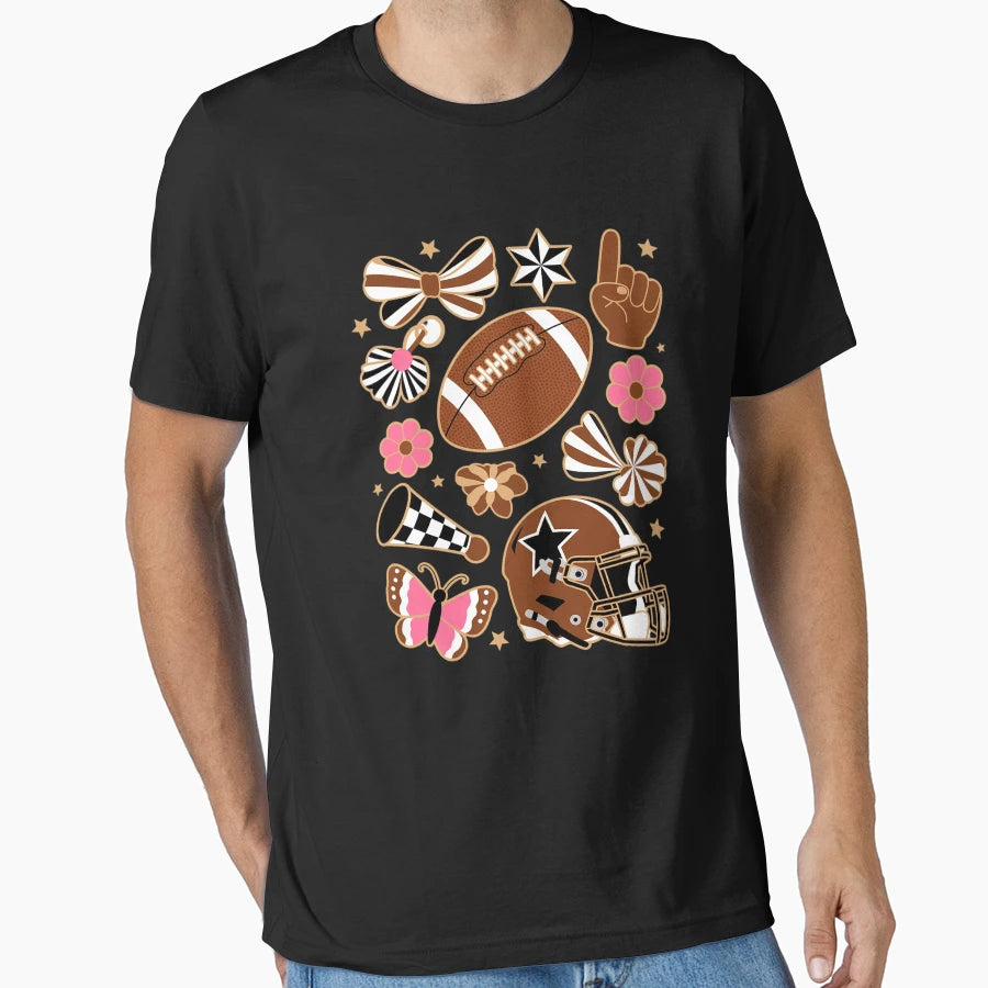 Football Game Day Cheer Coquette Bow T-Shirt - Novelty Apparel Unisex - T-Shirt, Sweatshirt, Hoodie