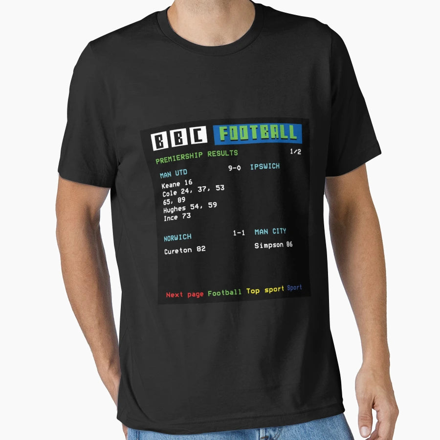 Teletext Football Soccer 90S T-Shirt - Fun Novelty Design Men Women - T-Shirt, Sweatshirt, Hoodie