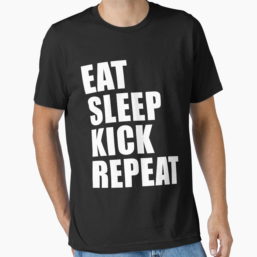 Eat Sleep Kick Repeat Funny Gift Soccer T-Shirt - Unique Graphic Unisex - T-Shirt, Sweatshirt, Hoodie
